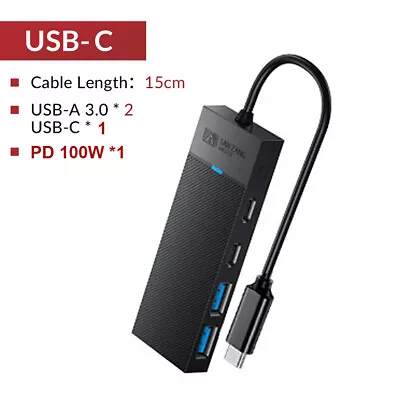 4-Port USB 3.0 Hub 5Gbps USB A USB C PD100W Compact For PC Mac Laptop Notebook • $11.39