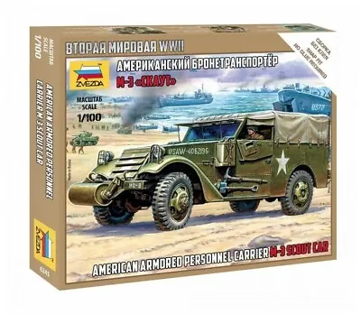 Zvezda 1:100 M3 Scout Car Plastic Model Kit 6245 • $13.61