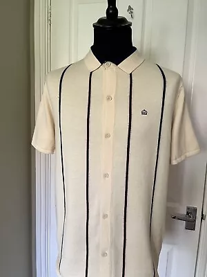 Merc Stripe Knitted Button Through Polo  • £29