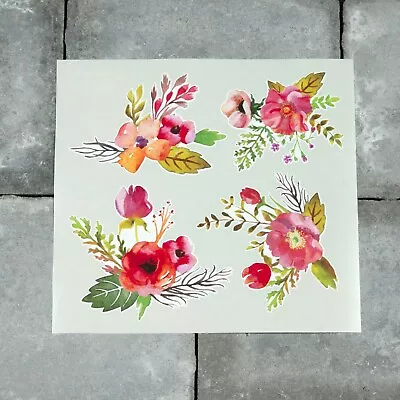 £3.30 • Buy 4 X Watercolour Flowers Vinyl Stickers Decals Wall MacBook Laptop IPad - SKU6623