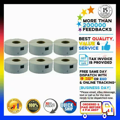 6 Rolls Compatible Brother DK-11202 White Label For QL-570 QL-700 62x100mm PP500 • $34.99