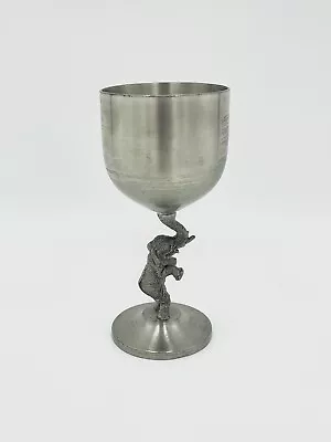 Vintage Siam Lotus Pewter Company Thailand Elephant Stem Wine Goblet 11cm • $18