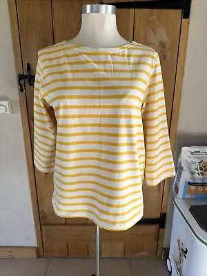 Excellent Community Clothing White Yellow Nautical Stripe Long Sleeve Top Uk Xl • £0.99