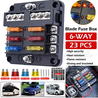 Blade Fuse Box Block 6 Way 12V 32V Holder LED Indicator Car Auto Boat Marine AU • $14.95