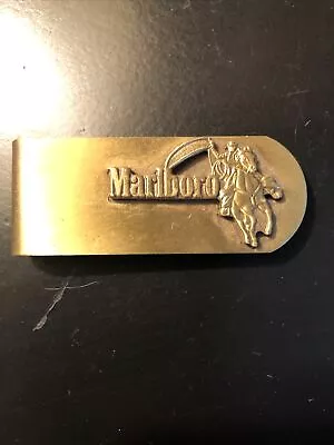 Vintage Marlboro Man Western Cowboy Brass Money Clip Tobacco Cigarettes  • $14.50