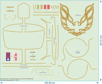 'Bandit One' Pontiac Trans-Am (SATB) Decals - 1/18 1/25 - Water Decal • $12.89