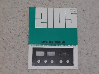 Vintage Original McIntosh MC-2105 Manual. Good Condition. • $87.35