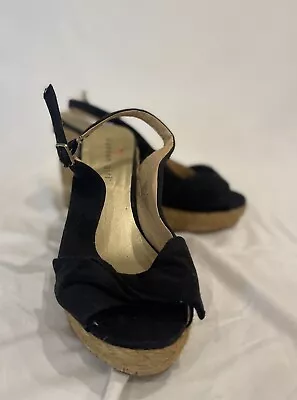 Madden Girl Elivia Sling Back Peep Toe Cork Wedge Women’s Shoes Size 8 • $20.99
