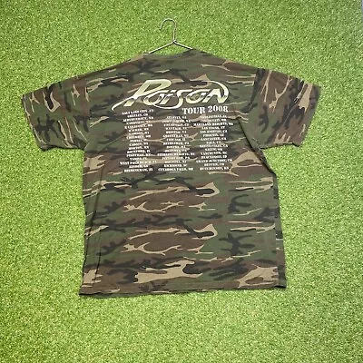 Vintage Mens Shirt Poison Tour Tee Band Concert Camo Camouflage XL Extra Large • $22.22