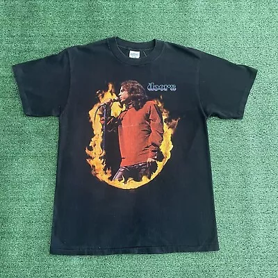 Vintage The Doors Jim Morrison Graphic Single Stitch T-Shirt Black Mens Large • $95