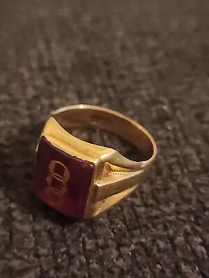 Mens 14k Solid Gold Emarald Cut Ruby Ring (Antique) 250 Year Old.  • $8500