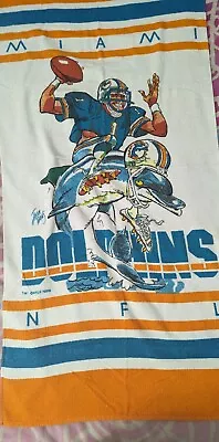 Vintage 1988 Miami Dolphins Jack Davis Beach Towel 28x56 • $75