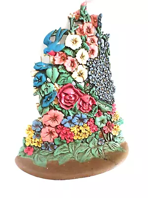 Vintage Floral MIDWEST OF CANNON FALLS Hand Painted Flowers Bird IRON DOOR STOP • $45