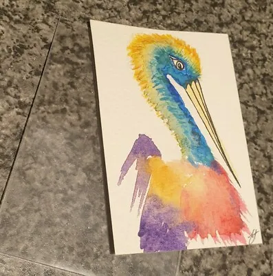 Aceo Watercolour  Quirky Bird 8 By Yvette New 2023 Original Unmounted Series 2 • £3