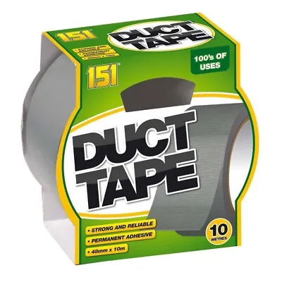 Duct Gaffer Tape Premium Heavy Duty Waterproof Cloth Gaffa Duck Silver 10m • £4.57