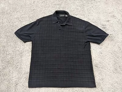 Vintage J Ferrar Polo Shirt Men's Medium Black Waffle Pattern Short Sleeves • $27.77