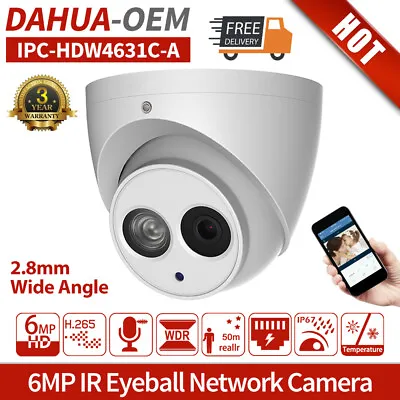 6MP Dahua IP Camera POE IR MIC Mini Dome CCTV Security IP67 OEM IPC-HDW4631C-A  • $64.60