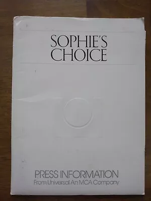 Sophie's Choice Movie Presskit 1982 Vg 10stills 4slides Meryl Streep Kevin Kline • $15