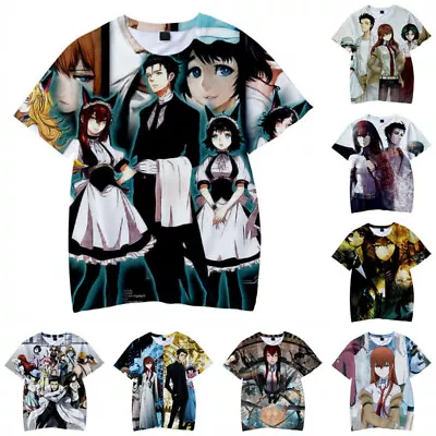 Anime Steins Gate T-Shirts Okabe Rintarou Makise Kurisu Print Manga Jersey Tee • $14.96