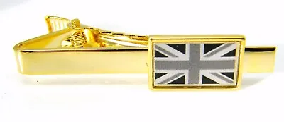 Union Jack Badge Tieclip Tie Pin Clip Flag Gift Black & White Gold Plated • £3.99