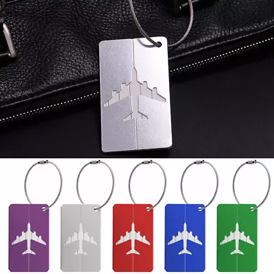 Aluminium Luggage Tags Holiday Suitcase Labels Travel Bag ID Plane Design New • £2.25