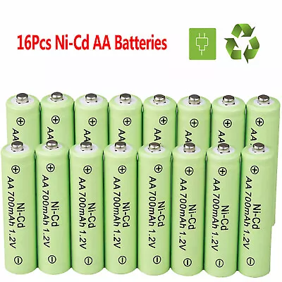 16 Pack AA Ni-CD 700mAh 1.2V Rechargeable Batteries For Garden Solar Lights Lamp • $9.99