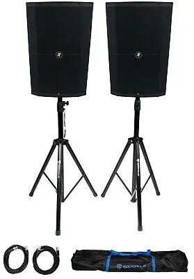 (2) Mackie Thump215XT 15  Powered DJ PA Speakers+Stands+Cables+Bag Thump 212XT • $849.98