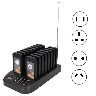 SU-66S 1 To 16 Wireless Pager Waiting System Restaurant Queuing Calling 100-240V • $130.66