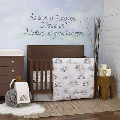 6 Piece Nursery Crib Bedding Set Classic Winnie The Pooh Unisex Neutral Baby • $270.93