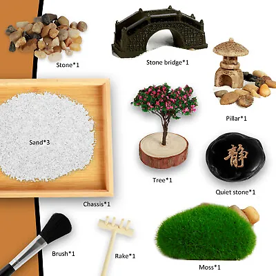 Zen Garden Kit DIY Zen Sand Set Mini Desktop Zen Decor Garden Funny SdXNT U • £16.33