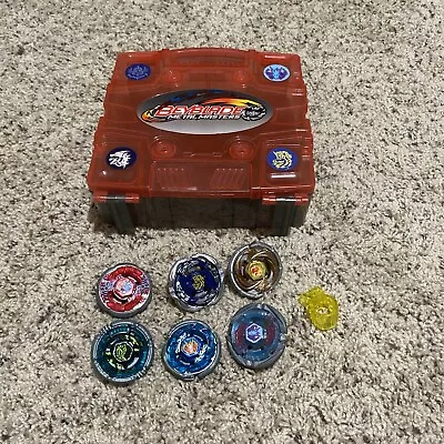 BeyBlade Lot Of 6 Beyblades With Metal Masters Case Good Condition Free Shipping • $49.95