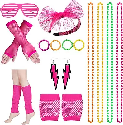 80s Accessories  Women Costume Set Lace Headband Fishnet Gloves Necklac Bracelet • $33