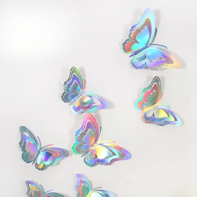 $5.71 • Buy 12pcs/set 3d Gradient Hollow Paper Butterfly Wall Stickers For Home Decoration