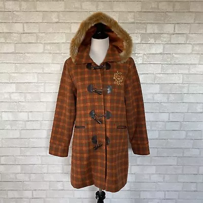 VTG Women’s Sesame Street Workshop ELMO Plaid Wool Faux Fur Jacket Coat Sz 4 S • $37