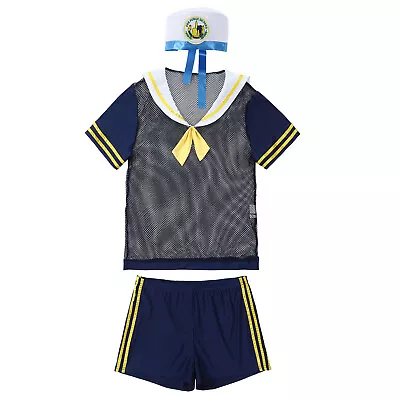Men's Nautical Costume For Halloween Navy Suit Costume For T Shirt Shorts Sets • $38.31