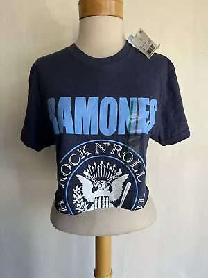 RAMONES (2022) Official NWT Women's Rock N' Roll Punk Crop Top T-Shirt Sz Medium • £18.04