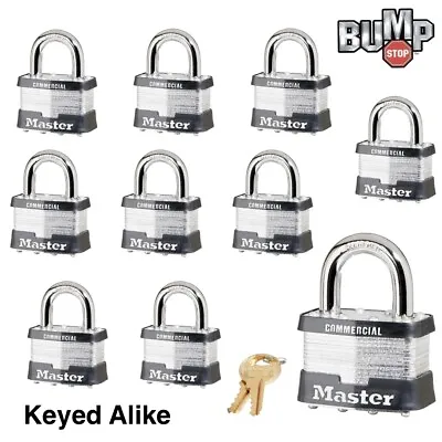 Master Lock-(10) Keyed Alike Commercial Padlocks 5 NKA-10 W/BumpStop Technology • $118.89