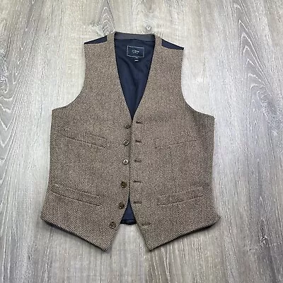 J Crew Suit Vest Men's Brown Tweed Wool Button Sleeveless Men’s Size XS • $44.99