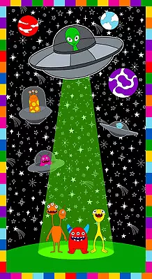 Space UFO Alien Glow In The Dark Fabric Amazing Aliens Cotton Blank 24  Panel • $9.95