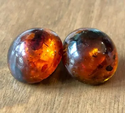 Antique Baltic Cognac Amber Clip Earrings Stamped 800 With  CB  Cartouche CHIC! • $47.95