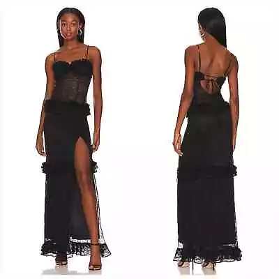 MAJORELLE Sienna Lace Gown In Black Small • $150