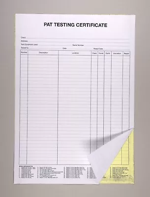 PAT Testing Certificate Duplicate (NCR) Pads A4 • £7.90