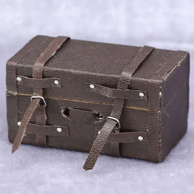 Dollhouse Miniature Furniture 1:12 Vintage Wood Suitcase Mini Luggage Box Case- • $8.08