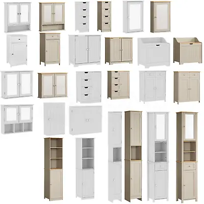 Priano Bathroom Cabinet Single Double Wall Mounted Mirrored Drawer Tall Storage • £32.95