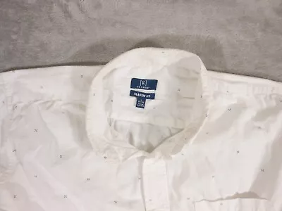 George Button Up Shirt Men's Size Large Short Sleeve White Polka Dot Casual • $9.75