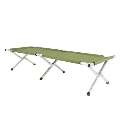 Portable Sleeping Cot Outdoor Hiking Camping Army Cot Green Canvas Steel Frame • $54.99