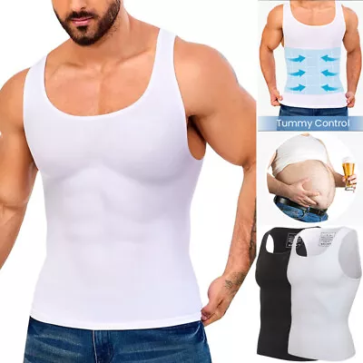 Men Slimming Body Shaper Belly Gynecomastia Tummy Control Vest Compression Shirt • £13.79