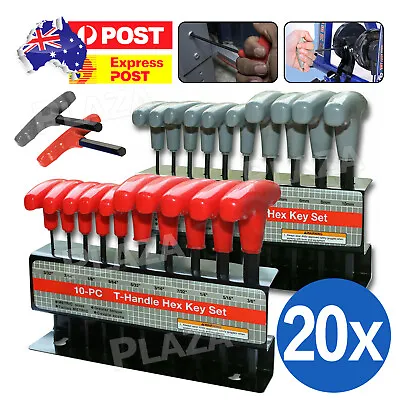 T Handle Hex Key Set Metric And Or SAE 10 To 20pcs Allen Allan Keys T Bar Wrench • $23.95