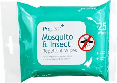 £4.40 • Buy 25pk Mosquito Insect Midge Repellent Wipes Tropical Formula Bite Deet Free - 1x