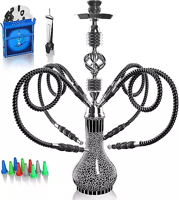 Hookah Complete Set With 4 Hose 22'' Large Shisha Kit For Up To 4 Persons With • $47.99